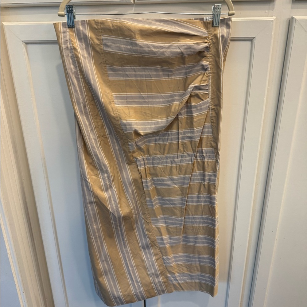 Zara Cream Tan Midi Wrap Skirt Asymmetrical Ruched